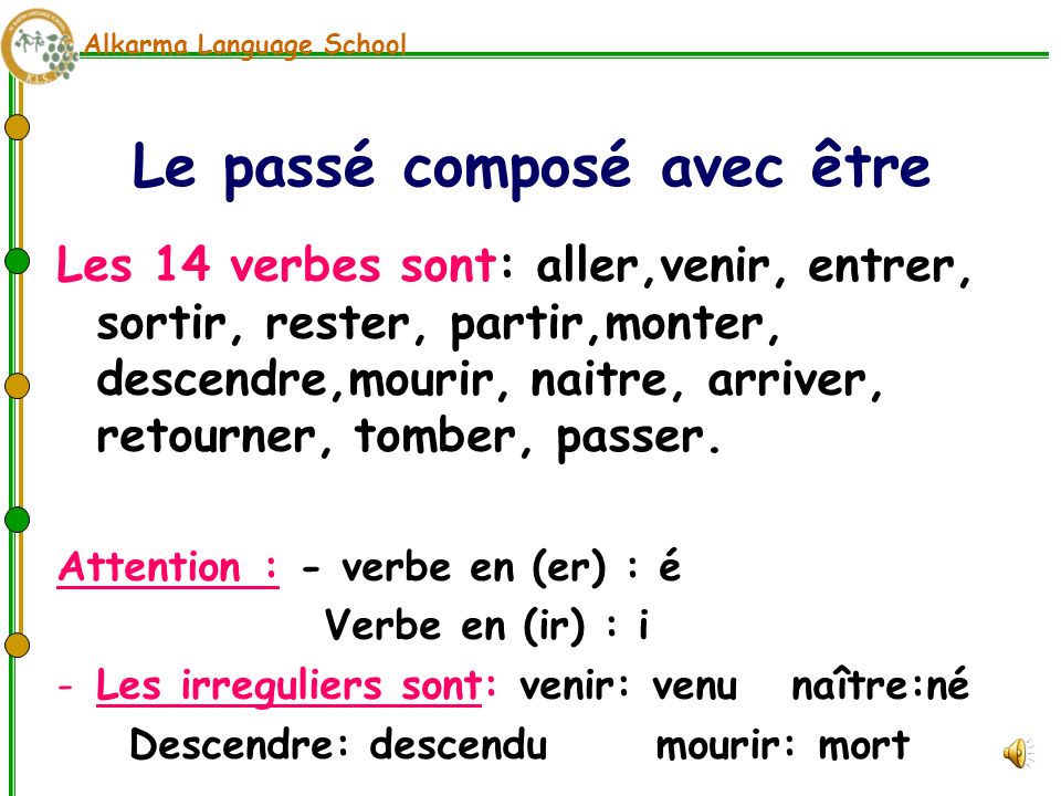 verbes avec avoir passe compose